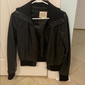 Thread and supply black leather jacket